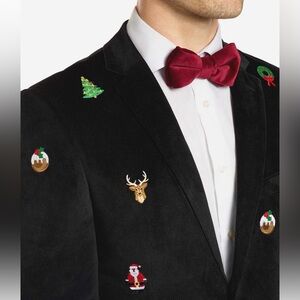 NWT Black OppoSuits Deluxe X-Mas Icons Embroidered Christmas Blazer